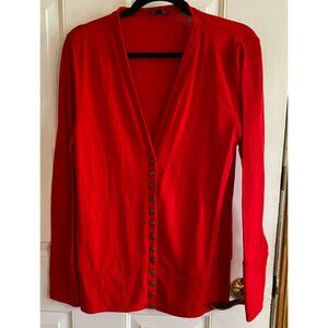 VERABENDI Women's Large Long Sleeve Snap close Knit Cardigan Sweater Red